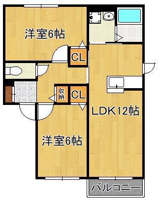 ディアスモダン本城(2LDK/1階)の間取り写真