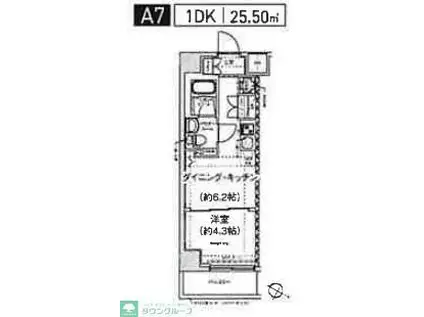 スパシエ幡ヶ谷(1DK/3階)の間取り写真