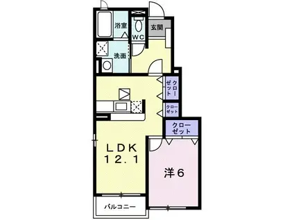 インノバーレV(1LDK/1階)の間取り写真