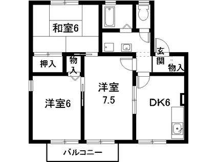 セジュール南松原(3DK/2階)の間取り写真