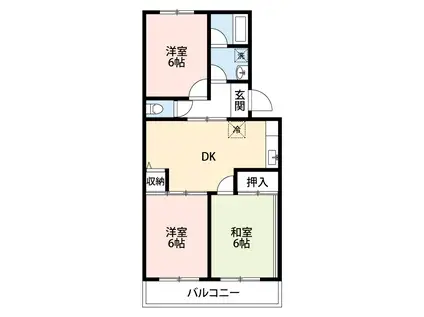 バルミー稲垣(3DK/4階)の間取り写真