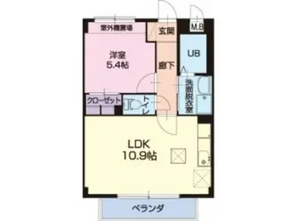 シェルヴェール(1LDK/1階)の間取り写真