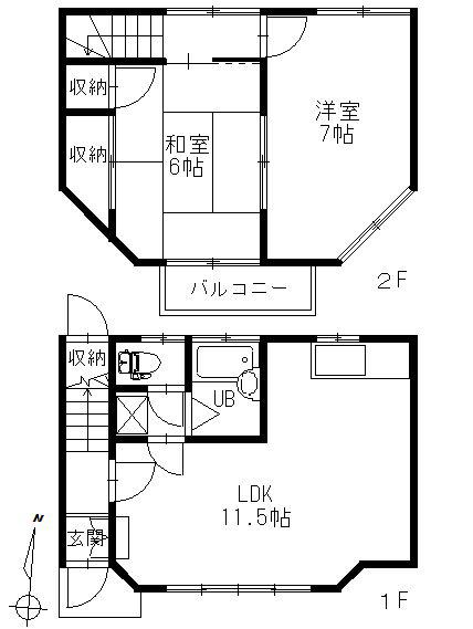 テラスハウスMS(2LDK/1階)の間取り写真