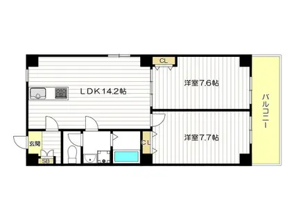BUDS8(2LDK/2階)の間取り写真