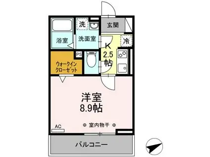 モンレーヴ住吉(1K/2階)の間取り写真