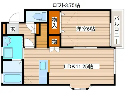 エスポワールコマツII B館(1LDK/1階)の間取り写真