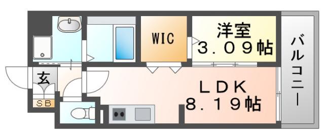 WORVE吹田江坂(1LDK/6階)の間取り写真
