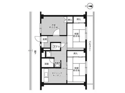 ビレッジハウス城東(3DK/4階)の間取り写真