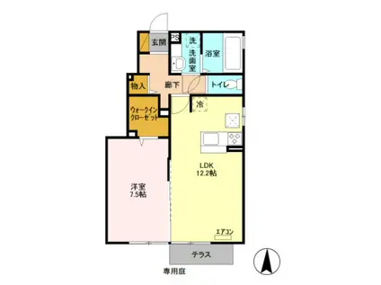 アピオンA(1LDK/1階)の間取り写真