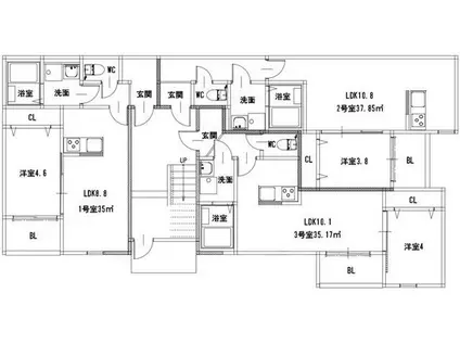 グレイスコート熊本学園大学東(1LDK/3階)の間取り写真