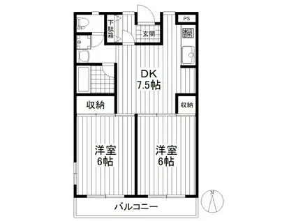 グランシャリオ砧(2DK/2階)の間取り写真