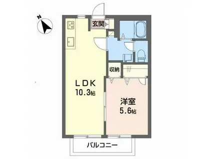 ディアスみき(1LDK/2階)の間取り写真