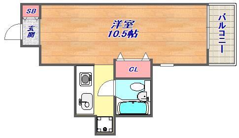 ロマネスク王子公園(ワンルーム/2階)の間取り写真