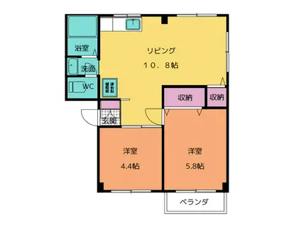 メゾン大国 B棟(2LDK/2階)の間取り写真