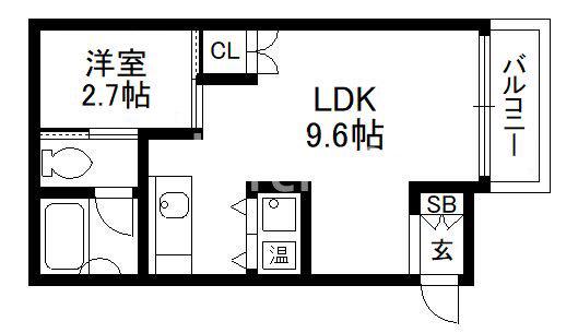 PARKSIDEMIBU(1LDK/1階)の間取り写真
