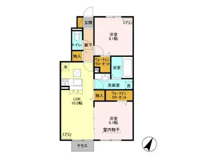 ハーヴェスト コート(2LDK/1階)の間取り写真