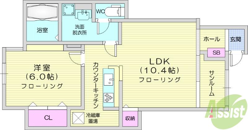レジデンス上條(1LDK/1階)の間取り写真