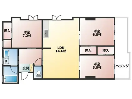 クラシック館(3LDK/4階)の間取り写真