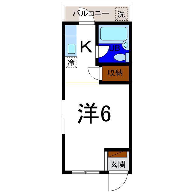 コーポ・ハッピー(ワンルーム/1階)の間取り写真