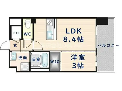 LUXE布施北III(1LDK/1階)の間取り写真