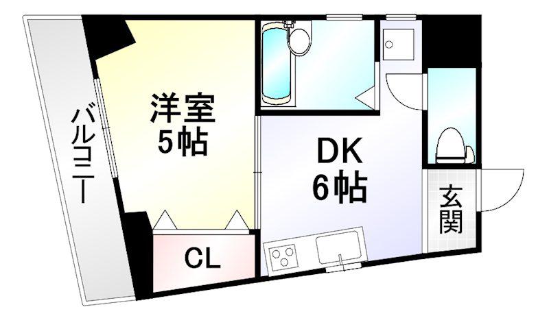 プリモレガーロ香春口(1DK/4階)の間取り写真