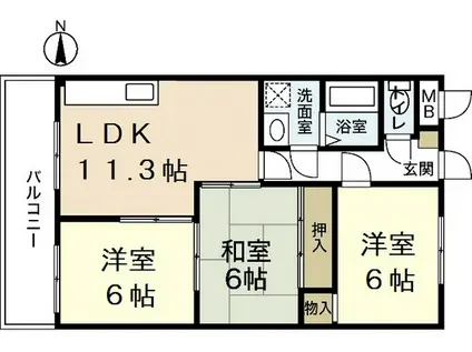 ハイタウン堀田(3LDK/1階)の間取り写真