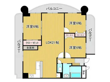 クレセール守恒(3LDK/1階)の間取り写真