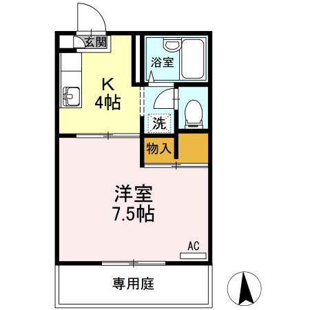 レジデアイ A棟(1K/1階)の間取り写真