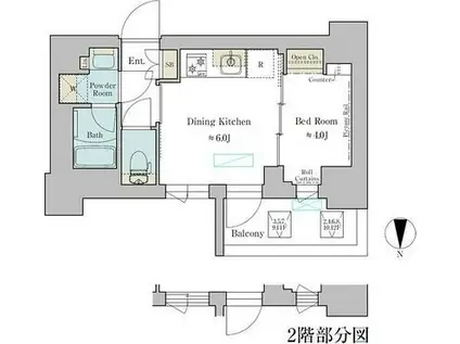 BRILLIA IST 武蔵小杉(1DK/2階)の間取り写真