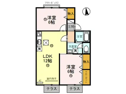 アグリンビレッジC棟(2LDK/1階)の間取り写真