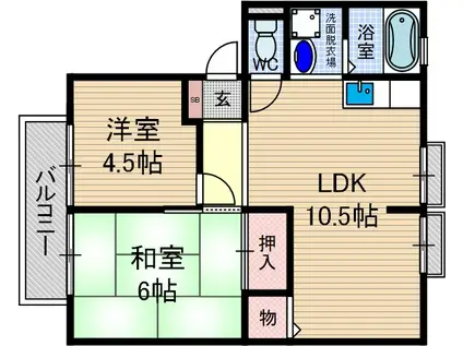 シャロームE(2LDK/2階)の間取り写真