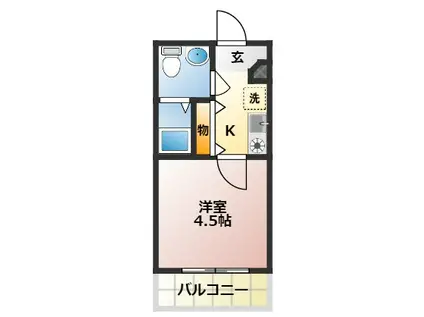 リンダプラヤ甲子園(1K/1階)の間取り写真