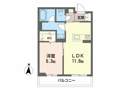 サンフェリーチェII(1LDK/3階)の間取り写真