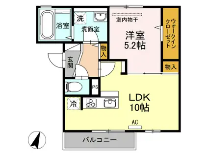 グランオッツイズモ(1LDK/3階)の間取り写真