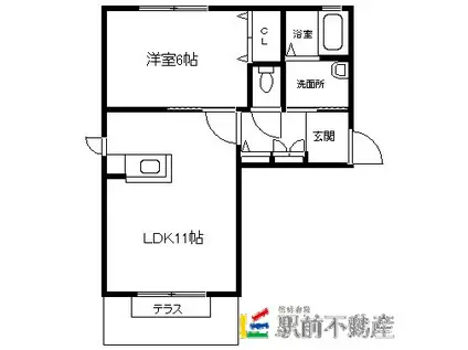 メゾン・ド・パストラルC棟(1LDK/2階)の間取り写真
