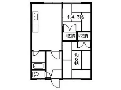 キャノンハウス(2DK/2階)の間取り写真