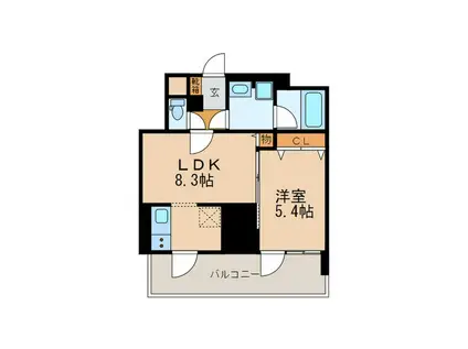 プレミアムコート葵(1LDK/9階)の間取り写真