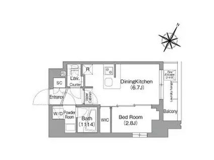 コンフォリア・リヴ新中野サウス(1DK/4階)の間取り写真