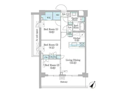 NIIYA平和台(3LDK/4階)の間取り写真