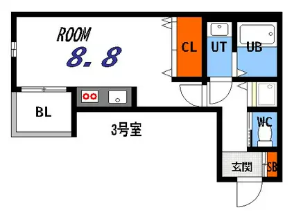 アップフェロ(ワンルーム/1階)の間取り写真