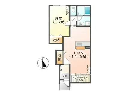 リッチ・フォンテーヌ(1LDK/1階)の間取り写真