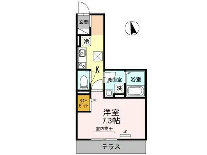 ポートサイドヴィラ I(1K/1階)の間取り写真