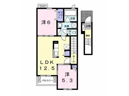 プロムナード IX A(2LDK/2階)の間取り写真