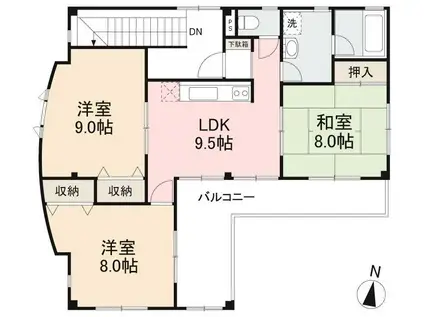 Tビル(3LDK/3階)の間取り写真