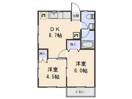 本牧アパート(2DK/2階)の間取り写真
