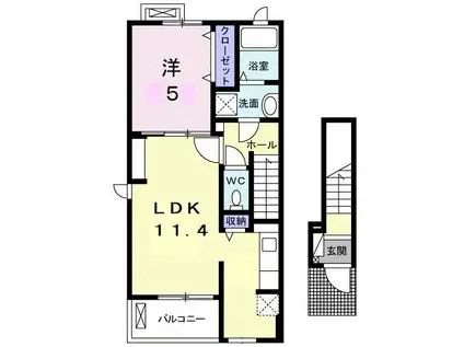 エスト・モンターニュII(1LDK/2階)の間取り写真