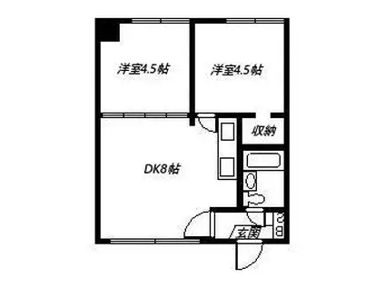 メゾンカトウ(2DK/1階)の間取り写真
