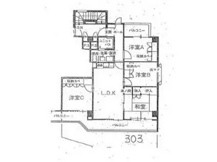 三愛ハイム(4LDK/3階)の間取り写真