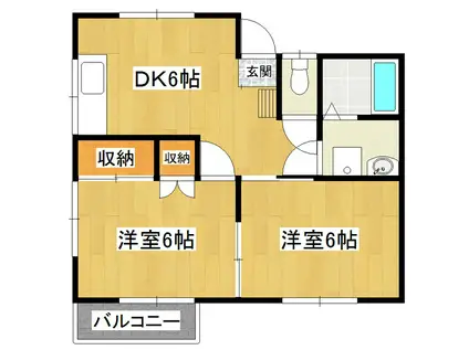 サニーハイム(2DK/2階)の間取り写真