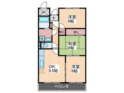 ソレイユ庚午(3DK/3階)の間取り写真